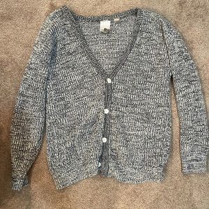 Vintage black and white knitted button up Cardigan sweater size small fits mediu